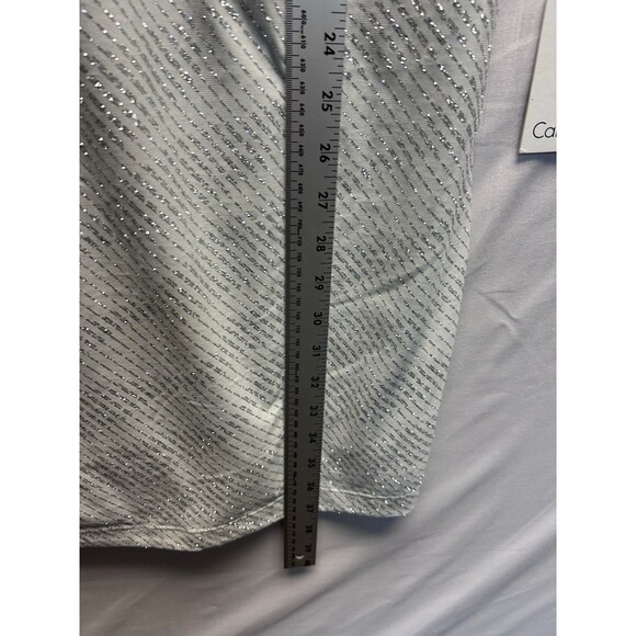 Calvin Klein Silver Sparkle Sheath Dress 3/4 Sleeve Formal Boat Neck Women’s 12 - Picture 5 of 12